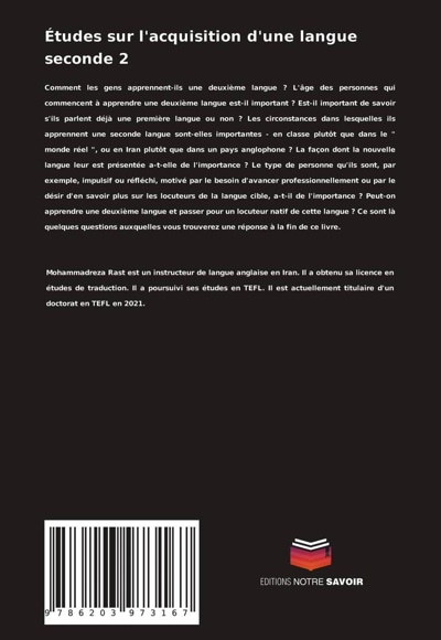 Études sur l'acquisition d'une langue seconde 2
